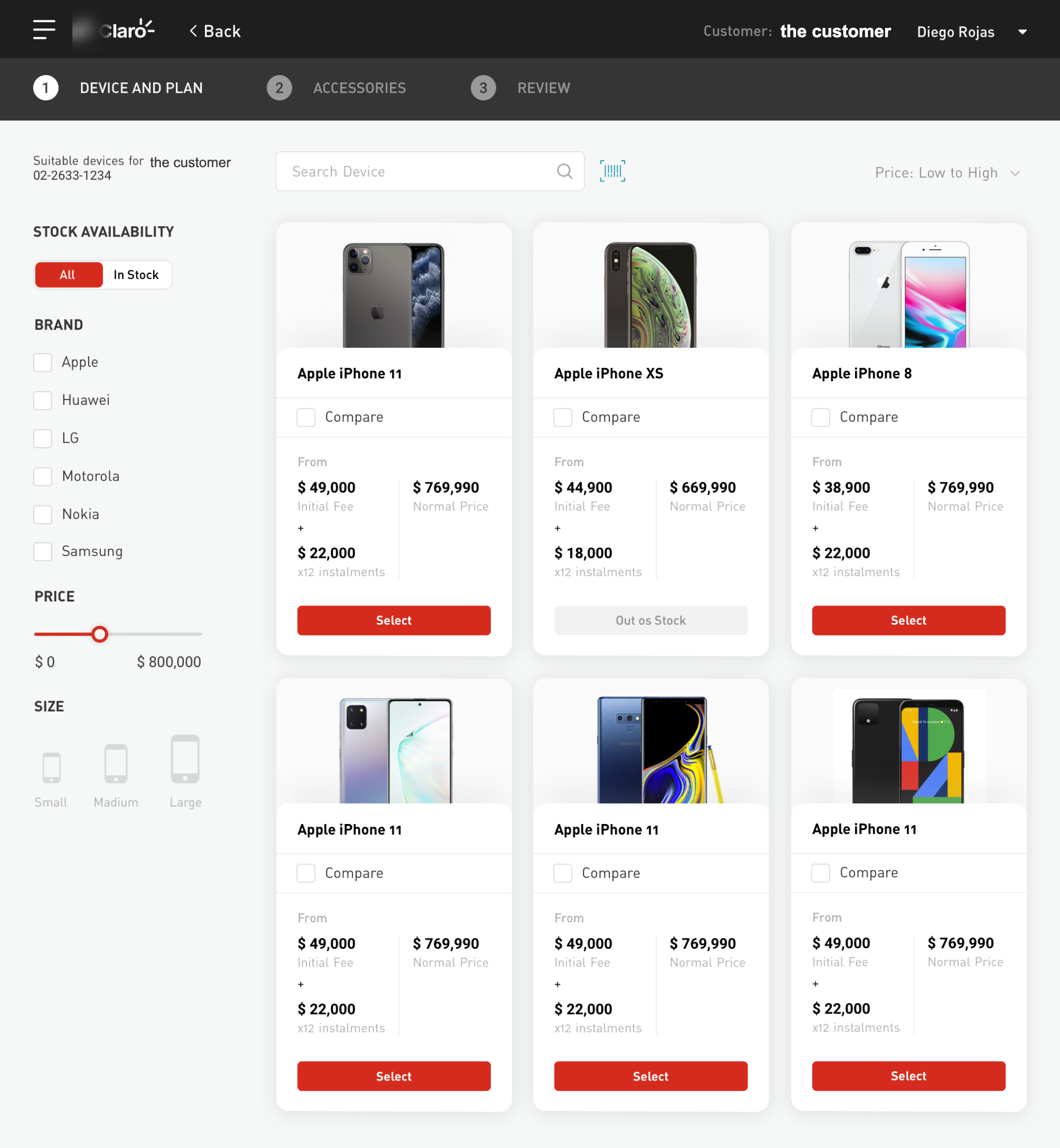 The concept: a searchable, filterable device catalog built into the agent's workspace.